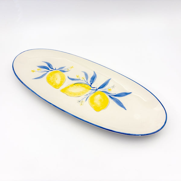 Loaf Platter - Blue w Lemon
