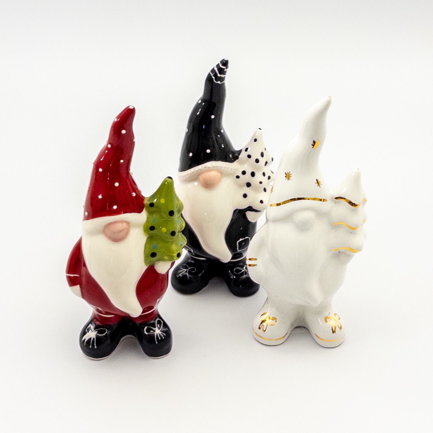 Black Friday - Trio of Ceramic Santas