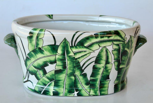Large Green Leaf Ceramic Foot Bath