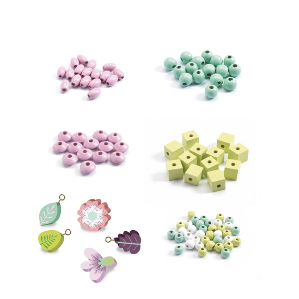Wooden Beads – Flowers & Leaves
