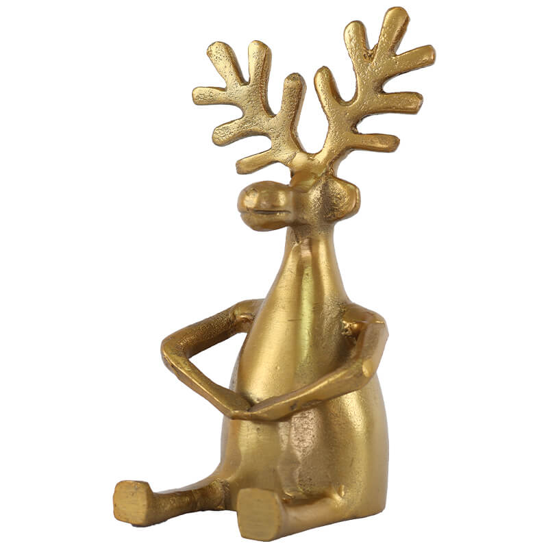 Sitting Deer Rough Gold 19cm