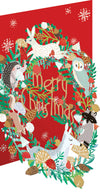 Animal Wreath Lasercut Christmas Card single