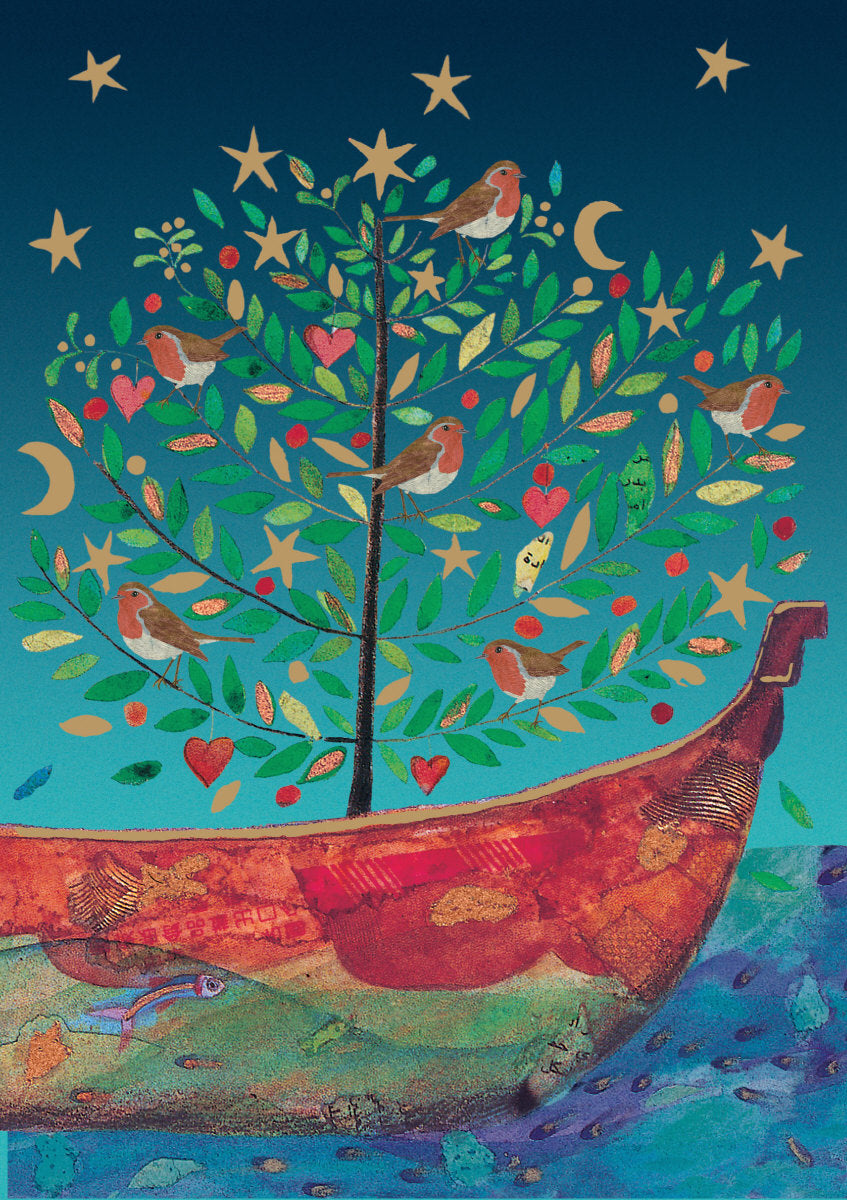 Boat Tree Standard Christmas Card single