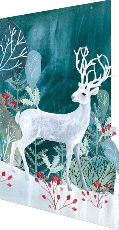 Silver Stag Lasercut Christmas Card single