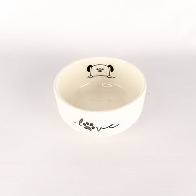 Pet Bowl Medium White Dog