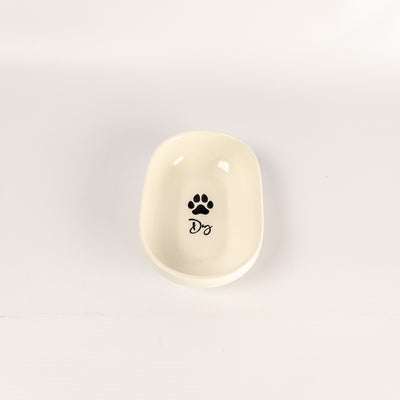 Oval Pet Bowl Small White Dog