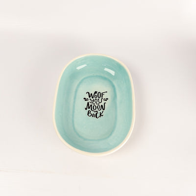 Oval Pet Bowl Medium Turquoise Woof you…
