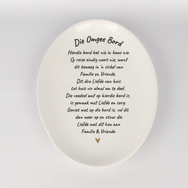 Omgee Bord / Giving Plate Afrikaans