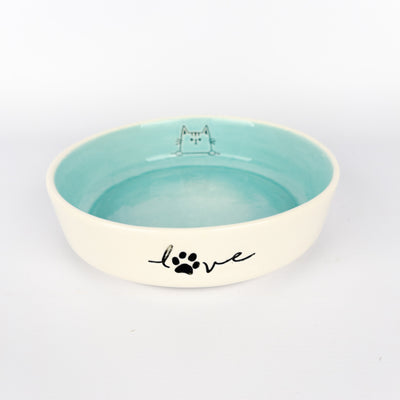 Pet Bowl Large Turquoise Cat