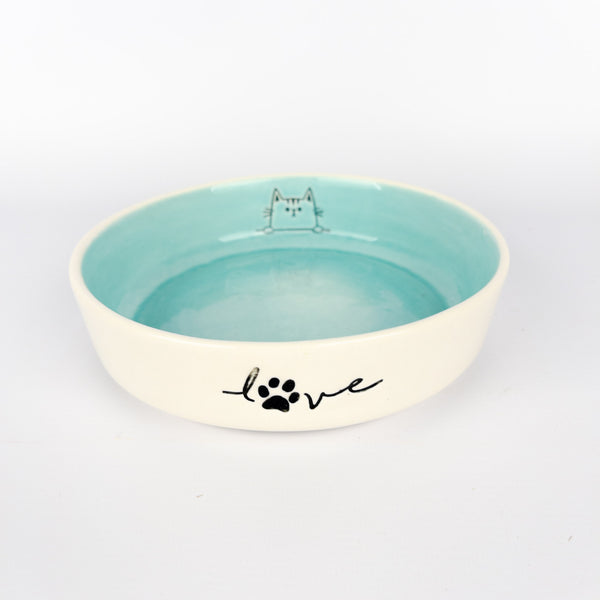 Pet Bowl Large Turquoise Cat