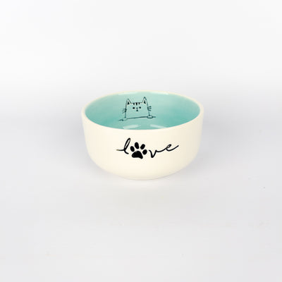 Pet Bowl Medium Turquoise Cat
