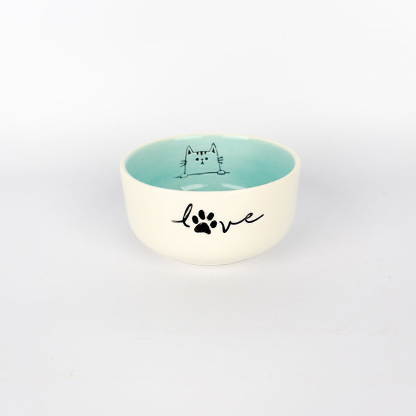 Pet Bowl Medium Turquoise Cat