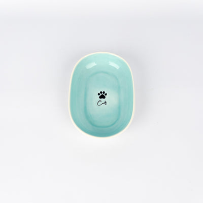 Oval Pet Bowl Small Turquoise Cat