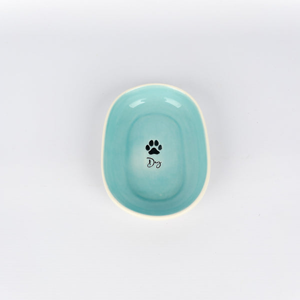 Oval Pet Bowl Medium Turquoise Dog