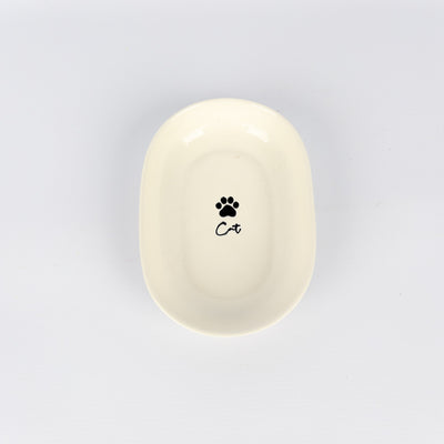Oval Pet Bowl Medium White Cat