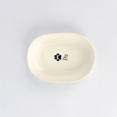 Oval Pet Bowl Medium White Dog