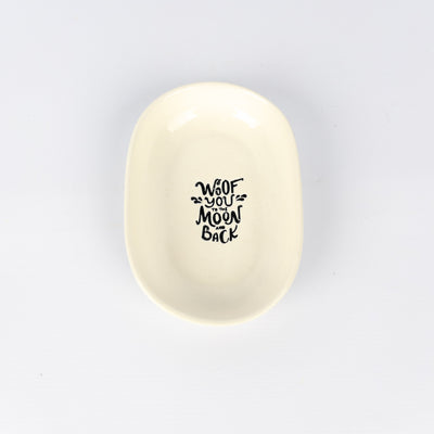 Oval Pet Bowl Medium White Woof you…