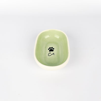 Oval Pet Bowl Small Mint Cat
