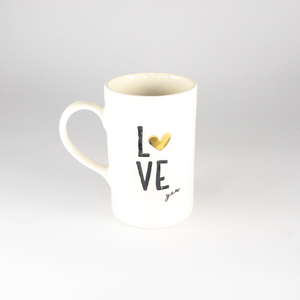 Mug D White Gloss - Love You (Gold Heart)