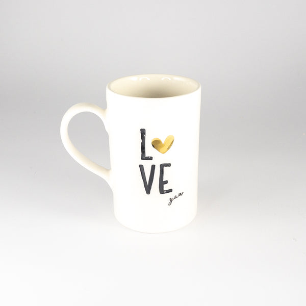 Mug D White Gloss - Love You (Gold Heart)