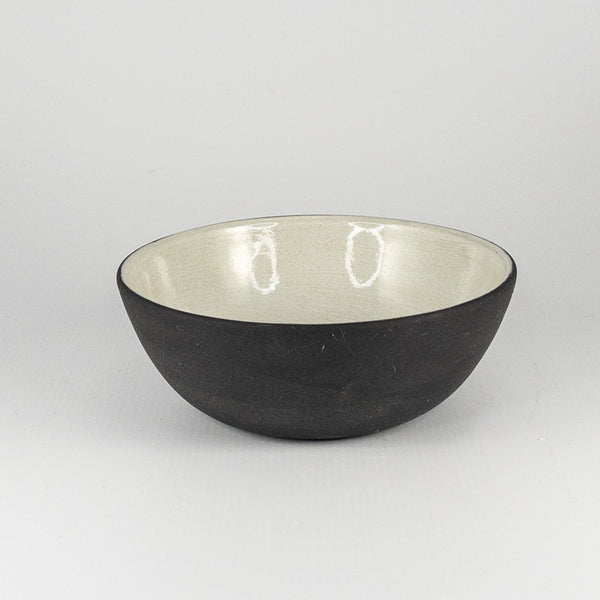 Amy Bowl - Black Clay with White Glaze