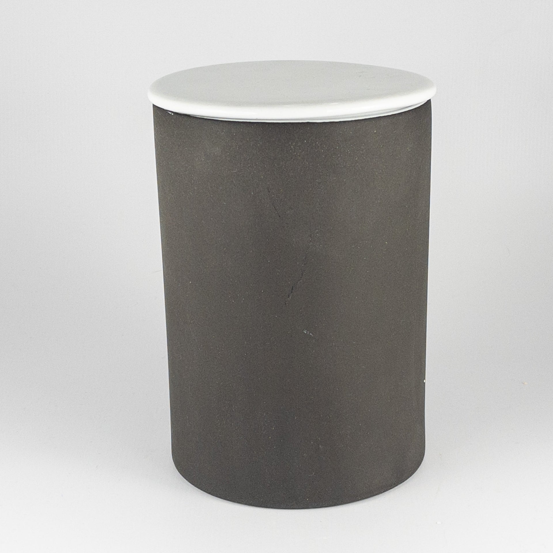 Large Jar with Ceramic Lid - Black Clay with White Glaze