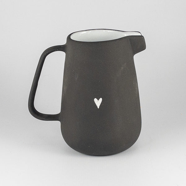 Olivia Jug Large - Black Clay with White Glaze