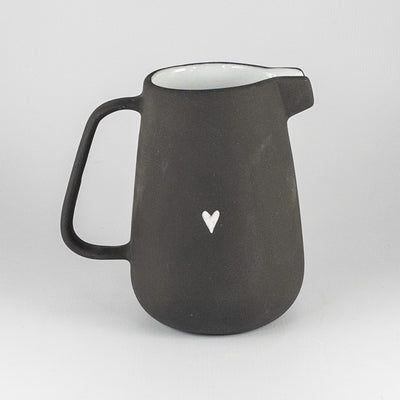 Olivia Jug Large - Black Clay with White Glaze