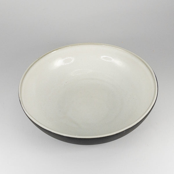 Diana Salad Bowl- Black Clay with White Glaze