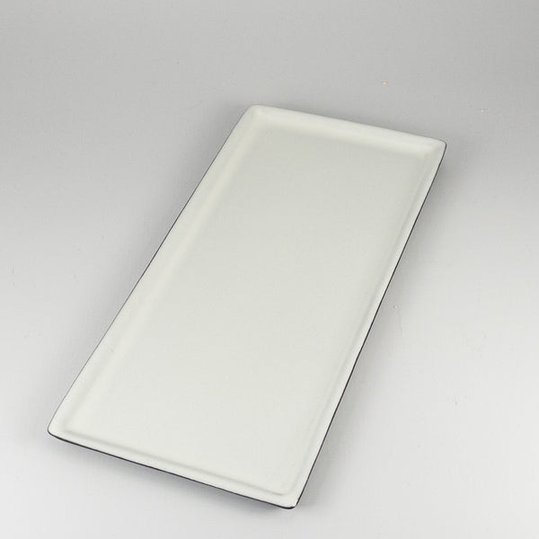 Diana Rectangular Platter Flat - Black Clay with White Glaze