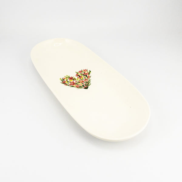 Flat Oval Medium - Floral Heart