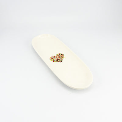 Flat Oval Small Platter Floral Heart