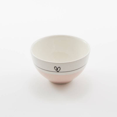 Small Bowl Candy Love Pink-3/4 Dipped Heart and Stripe