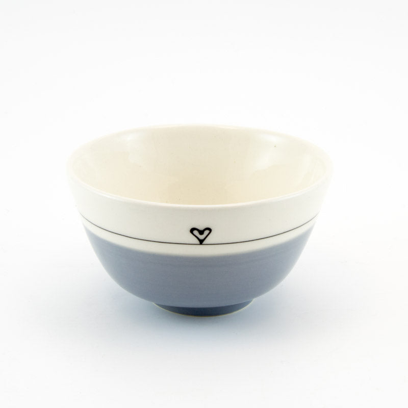 Small Bowl Candy Love Grey-3/4 Dipped Heart and Stripe