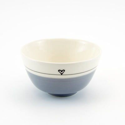 Small Bowl Candy Love Grey-3/4 Dipped Heart and Stripe