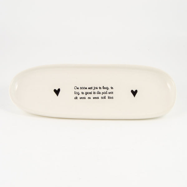 Flat Oval Small White Gloss – Blessing Platter “Om saam met jou te…”