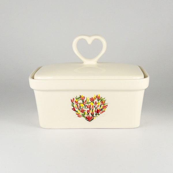 Butter Dish Heart - Floral Heart