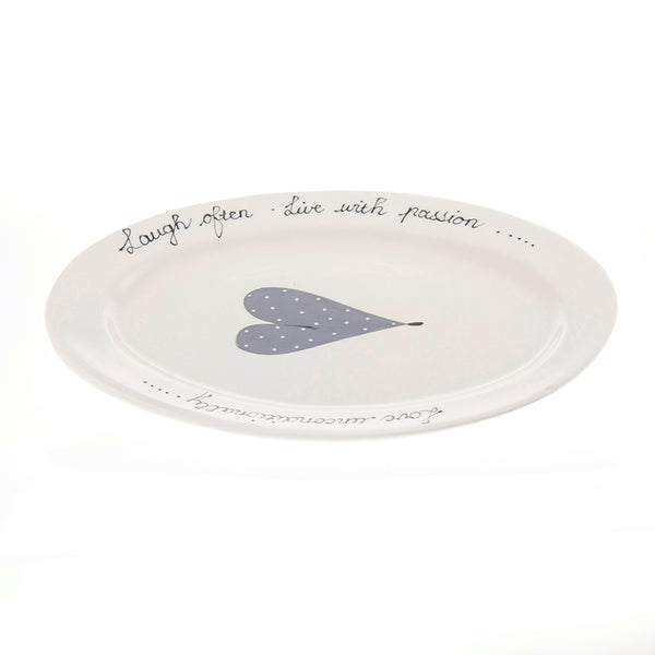 Oval Platter Large Heart & Words