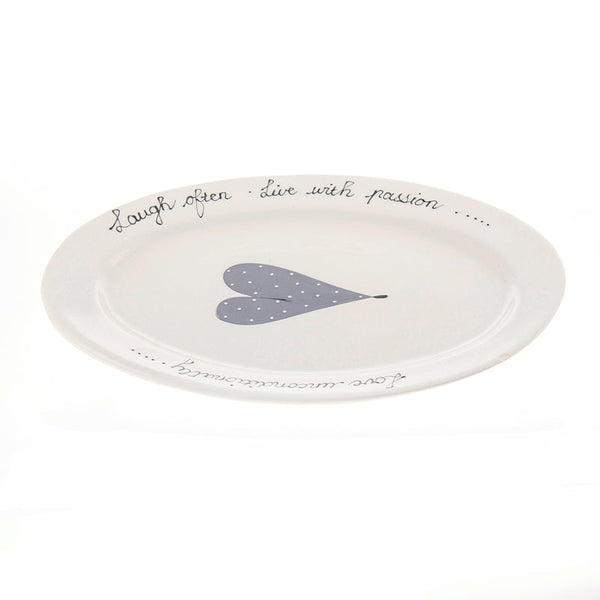 Oval Platter Large Heart & Words