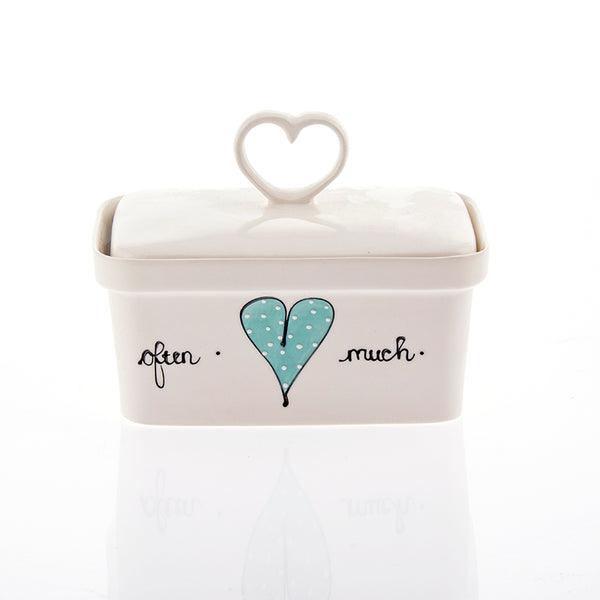 Butter Dish Heart Heart & Words