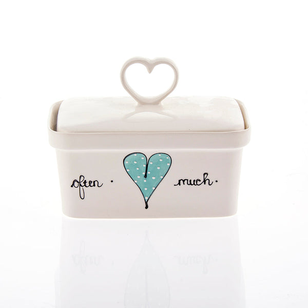Butter Dish Heart Heart & Words