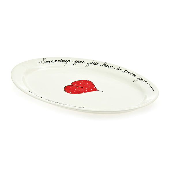 Oval Platter Medium Heart & Words