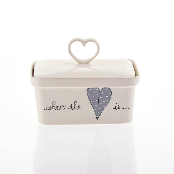Butter Dish Heart Heart & Words