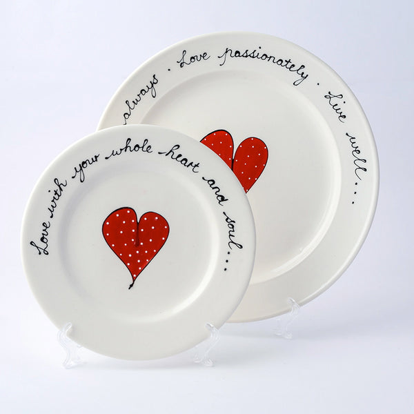 Wonky Side Plate Heart & Words